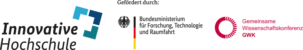 Grfördert duch „Innovative Hochschule“, „Bundesministerium für Forschung, TEchnologie und Raumfahrt“ und „Gemeinsame Wissenskonferenz GWK“